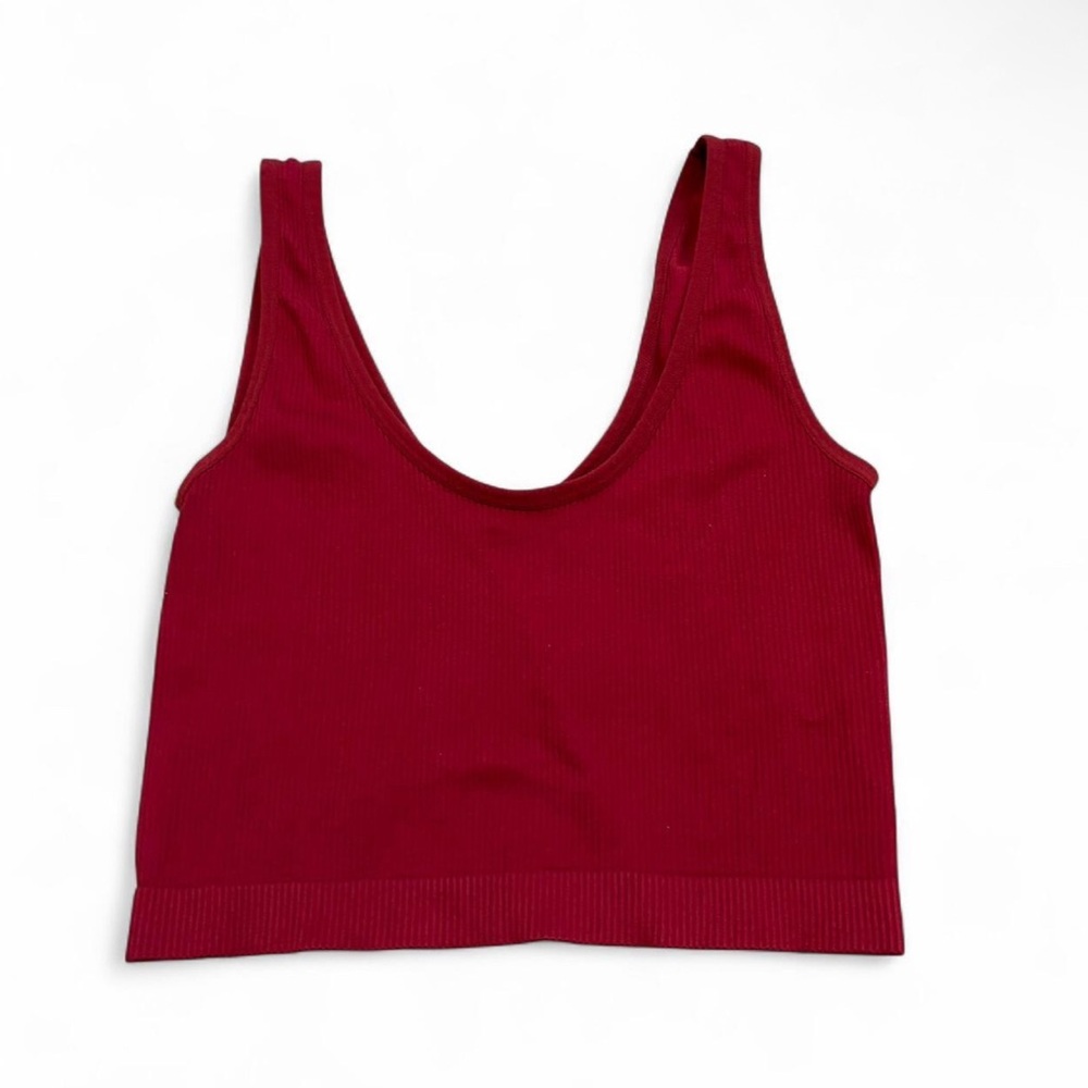 Colsie Vibrant Red Ribbed Top - Picture 2 of 4